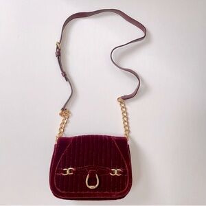 Lauren Ralph Lauren | Stonegate Velvet Crossbody Bag in Merlot